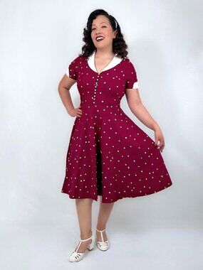 GownTown - L - 1950s Vintage Prom Swing Dress with Pockets